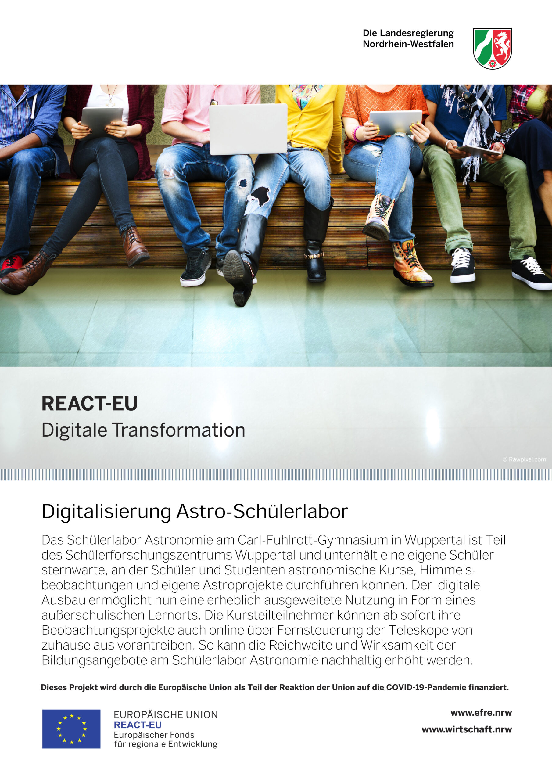 Digitalisierung Astro-SChülerlbaor REACT-EU Digitale Transformation